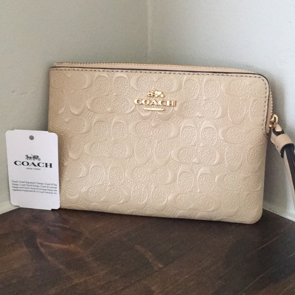Coach platinum signature C debossed wristlet NWT - Picture 6 of 8